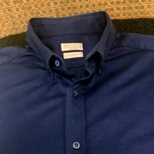 BRUNELLO CUCINELLI LEISURE FIT COTTON JERSEY DRESS SHIRT MEDIUM